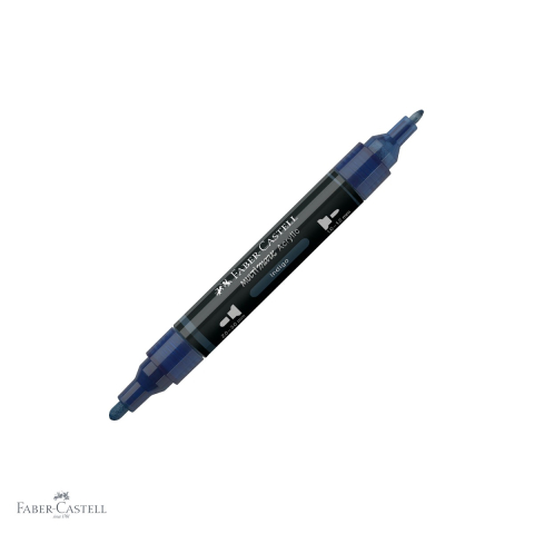 Markere - Marker acrilic Faber-Castell Multimark, culoare indigo 450, varf dublu, pentru multiple suprafete