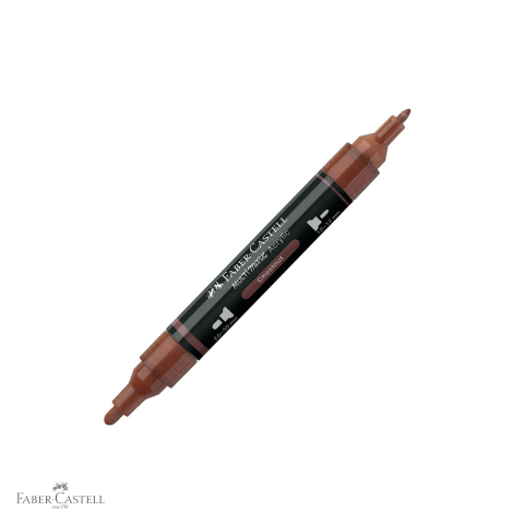 Markere - Marker acrilic Faber-Castell Multimark, culoare maro nuca 378, varf dublu, pentru multiple suprafete