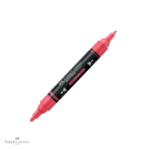 Markere - Marker acrilic Faber-Castell Multimark, culoare rosie 124, varf dublu, pentru suprafete multiple