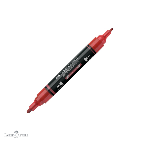 Markere - Marker acrilic Faber-Castell Multimark, culoare rosu metalizat 296, varf dublu, pentru suprafete multiple