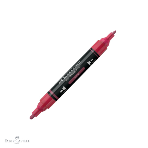 Markere - Marker acrilic Faber-Castell Multimark, culoare rosu zmeura 433, varf dublu, pentru multiple suprafete
