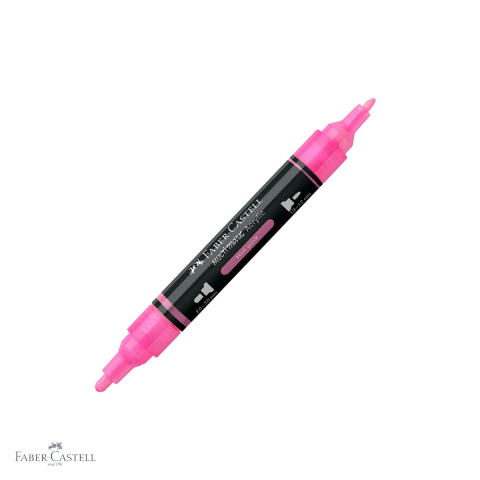 Markere - Marker acrilic Faber-Castell Multimark, culoare roz aprins 329, varf dublu, pentru suprafete multiple