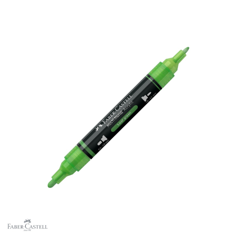Markere si instrumente de desen artistic - Marker acrilic Faber-Castell Multimark, culoare verde frunza 112, varf dublu, pentru suprafete multiple