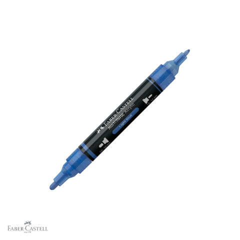 Markere si instrumente de desen artistic - Marker acrilic Faber-Castell Multimark, varf dublu, albastru deschis 140, pentru multiple suprafete