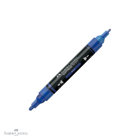 Markere - Marker acrilic Faber-Castell Multimark, varf dublu, culoare albastru 120, pentru suprafete multiple