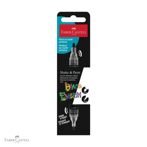Markere - Marker acrilic Faber-Castell Shake&Paint negru, varf dublu 1mm/3mm, pentru suprafete multiple