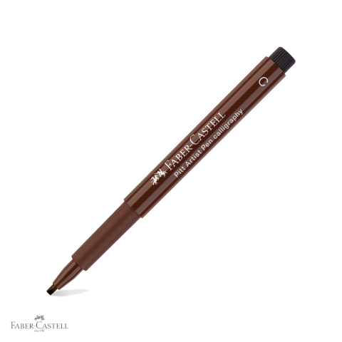 Markere - Marker caligrafic Faber-Castell Pitt Artist Pen, varf tip pensula 2.5 mm, cerneala sepia inchis rezistenta la apa, pentru artisti si designeri