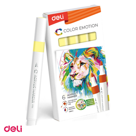 Handmade Creativ si Hobby - Marker cu varf rotund, Deli, acrilic lamaie color emotion, scris galben