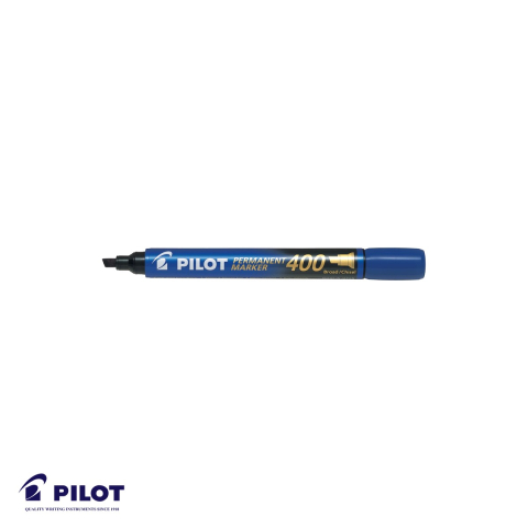 Birotica papetarie - Marker permanent albastru Pilot P400, varf tesit 4 mm, rezistent la apa, pentru suprafete multiple