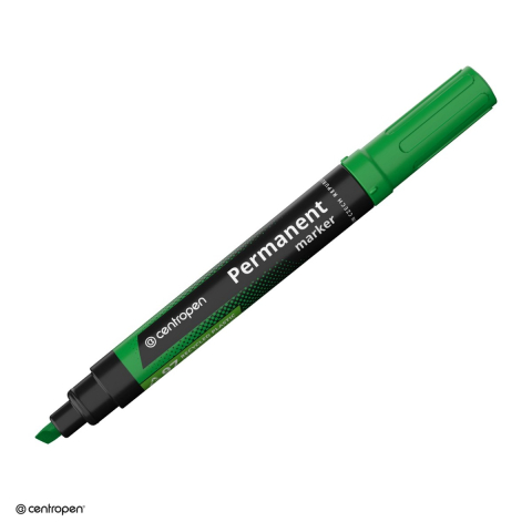 Instrumente de scris - Marker permanent Centropen 8576, varf tesit, cerneala verde