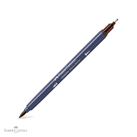 Markere si instrumente de desen artistic - Marker sketch 2 capete Faber-Castell Goldfaber, cerneala alcool, maro ARS 280, pensula si fineliner