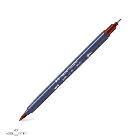 Markere si instrumente de desen artistic - Marker sketch 2 capete Faber-Castell Goldfaber, culoare mahon 378, pensula flexibila si fineliner, pentru desen artistic