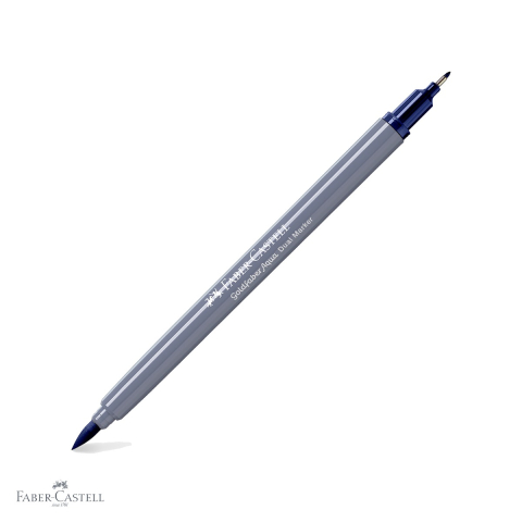 Markere si instrumente de desen artistic - Marker solubil 2 capete Faber-Castell Goldfaber, varf pensula si varf fin 0.4 mm, albastru indian 247