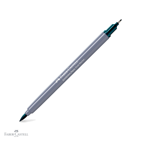 Markere si instrumente de desen artistic - Marker solubil 2 capete Faber-Castell Goldfaber, verde cobalt intens 158, varf pensula si varf fin, pentru desen artistic