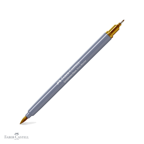 Markere si instrumente de desen artistic - Marker solubil cu 2 capete Faber-Castell Goldfaber, verde ocru 269, varf pensula si varf fin, pentru desen si ilustratie
