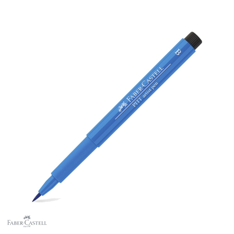 Markere - Marker tip pensula Faber-Castell Pitt Artist Pen, albastru inchis, cerneala rezistenta la apa, pentru artisti si designeri