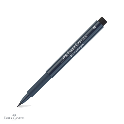 Markere - Marker tip pensula Faber-Castell Pitt Artist Pen, cerneala indigo inchis, rezistenta la apa, pentru artisti si designeri