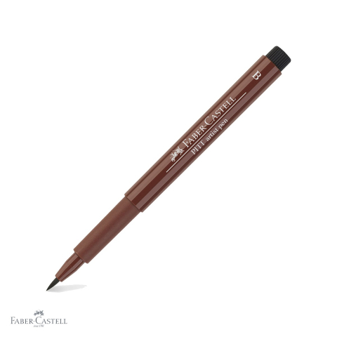 Markere - Marker tip pensula Faber-Castell Pitt Artist Pen, cerneala maro roscat rezistenta la apa, pentru artisti si designeri