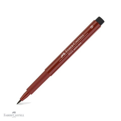 Markere - Marker tip pensula Faber-Castell Pitt Artist Pen, cerneala rezistenta la apa, rosu indian, pentru artisti si designeri