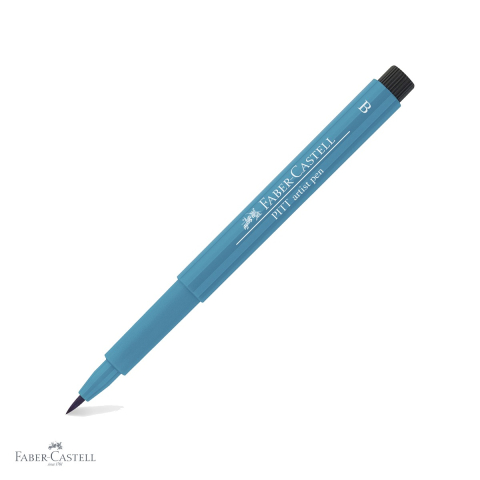 Markere - Marker tip pensula Faber-Castell Pitt Artist Pen, cerneala turcoaz cobalt, rezistenta la apa, pentru artisti si designeri