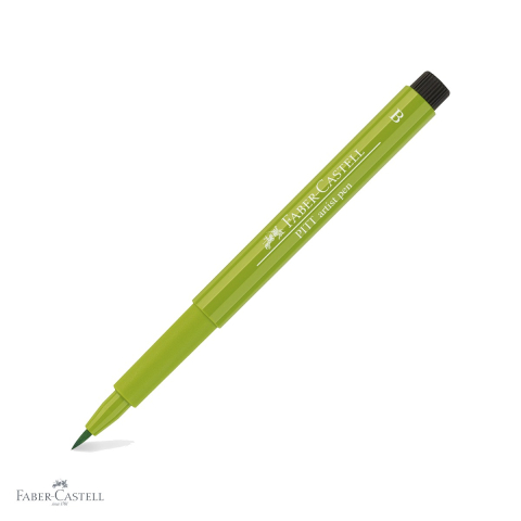 Markere si instrumente de desen artistic - Marker tip pensula Faber-Castell Pitt Artist Pen, cerneala verde crud, rezistent la apa, pentru artisti si designeri