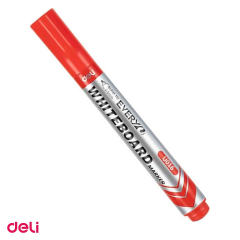 Instrumente de scris - Marker whiteboard Deli, varf rotund 2.5 mm, cerneala rosie