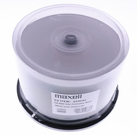 CD-R printabil - Maxell - CD-R Maxell 700 Mb , 80 min , 52X , Alb Printabil Inkjet , Cake Box , 50 buc - pret/set