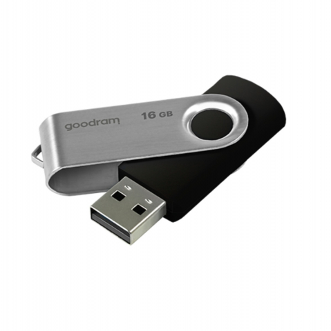Memorie 16 Gb - Memorie USB 2.0, 16 GB, Goodram UTS2, cu capac rotativ, neagra cu argintiu