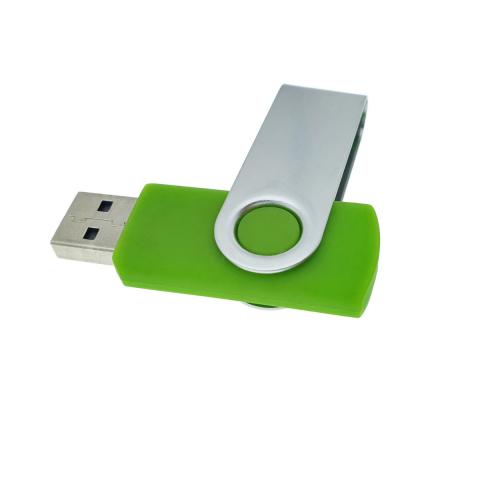 Memorie USB 2.0 de capacitate 8 Gb, personalizabila, capac rotativ, verde cu argintiu [2]