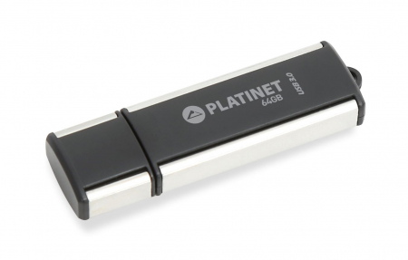 Memorii 64 Gb - Memorie USB 3.0 Platinet 41589 ,64 Gb , cu capac, neagra cu argintiu