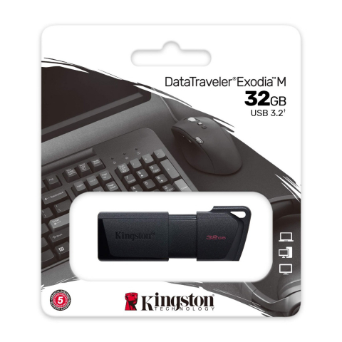 Memorie USB 3.2, 32gb, Kingston DataTraveler Exodia M, capac retractabil, neagra [3]
