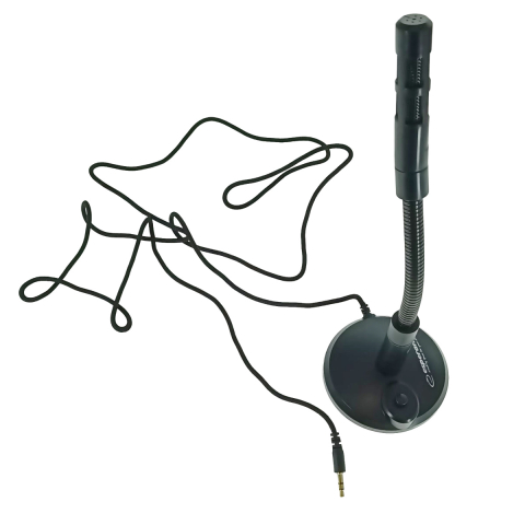 Microfon cu suport, Esperanza Sonic 95791, buton On/Off, cablu 150 cm, conector jack 3.5mm, negru [2]