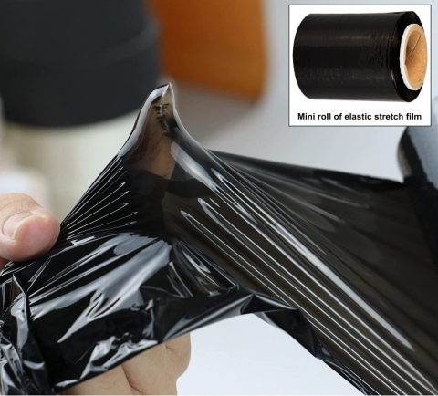 Mini rola 253g folie stretch elastica, PR-9389-BK, 10 cm latime, lungime 150 m, pentru ambalare, neagra [5]