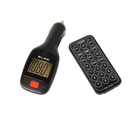Car FM - Modulator si transmitator FM auto, Blow 07355, cu telecomanda, ecran LCD, suport SD si USB, 12-24V, negru