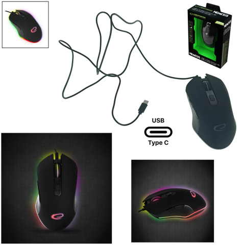 Mouse gaming USB-C, Esperanza Nemesis 94545, cablu 1.25m, 6D, RGB, 800-2400 DPI, negru [4]