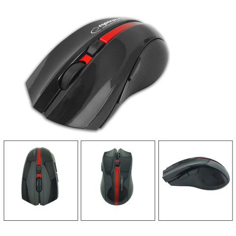 Mouse optic fara fir, 6D, Bluetooth v.5.0, Esperanza Virgo 94662, 120 x 70 x 40 mm, 1600 DPI, negru cu rosu [2]