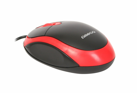 Mouse USB, Omega 41646 OM-06V, 1200 DPI, 95x57x33mm, cablu 110cm , negru cu rosu [7]