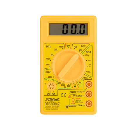 Masurare si testare a curentului electric - Multimetru digital Xtreme DT830BUZ 00444, DC 200mV-1000V, AC 200V-750V, galben