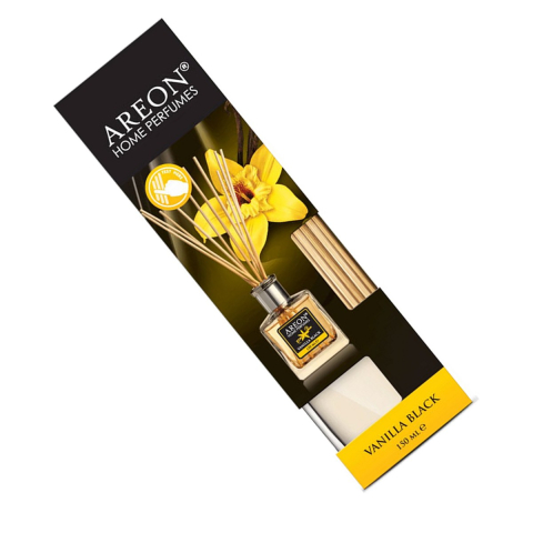Odorizante camera - Odorizant de camera Areon Vanilla Black cu betisoare din ratan, 150 ml, difuzeaza parfumul treptat fara flacara sau curent, intensitate reglabila