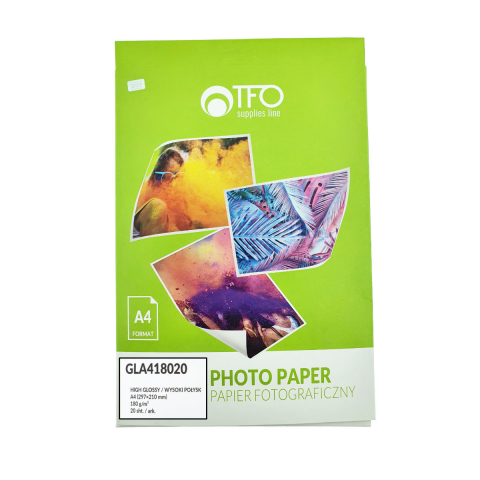 Hartie - Pachet 20 coli hartie foto A4, 180g/m2, lucioasa, GLA418020, TFO High Glossy, albe