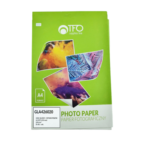 Hartie - Pachet 20 coli hartie foto A4, 260g/m2, lucioasa, GLA426020, TFO High Glossy, albe