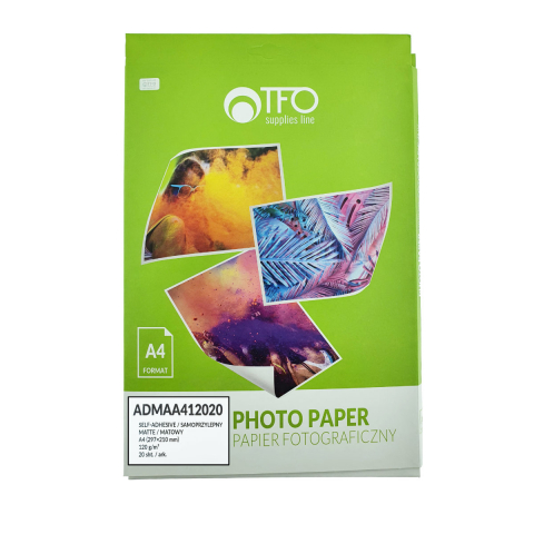 Hartie - Pachet 20 coli hartie foto autoadeziva A4, 120g/m2, mata, ADMAA412020, TFO Self-Adhesive, albe
