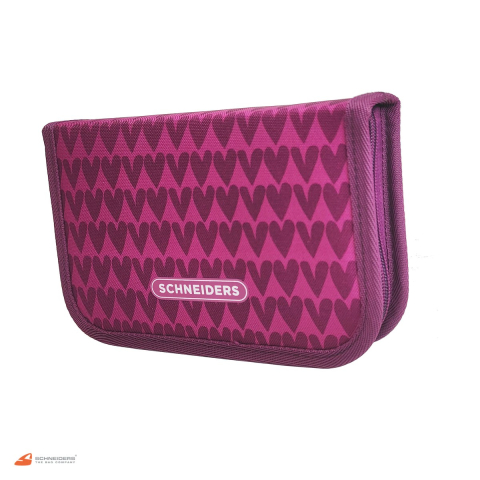 Birotica papetarie - Penar neechipat cu un fermoar Walker by Schneiders Purple Hearts, 13.5x20.5x4 cm