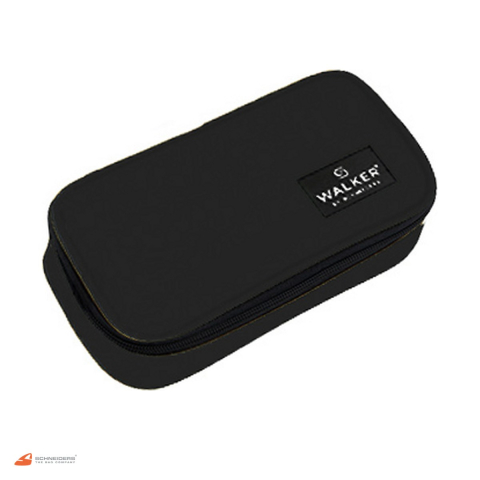 Birotica papetarie - Penar oval Walker by Schneiders Theo din piele ecologica, 21x10x6 cm, negru