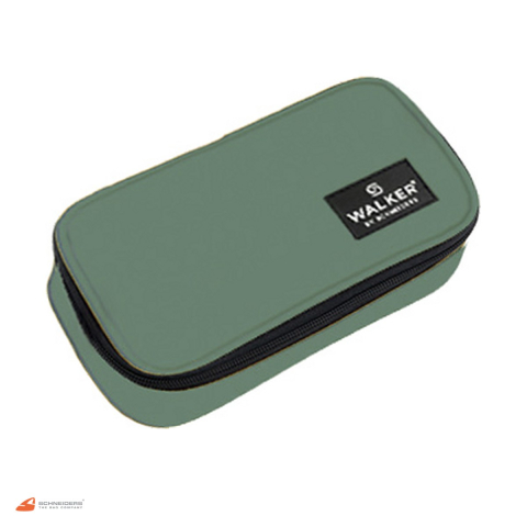 Birotica papetarie - Penar oval Walker by Schneiders Theo din piele ecologica, 21x10x6 cm, verde matcha
