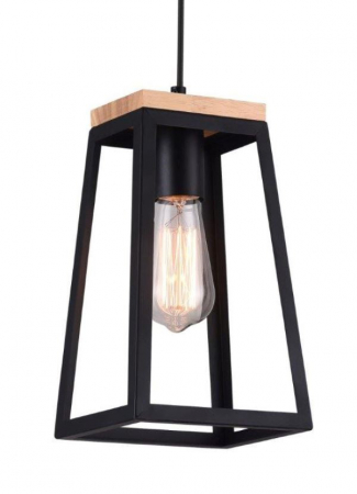 Pendul PLATINET IKAR P11610112 E27 METAL+WOOD BLACK 17X14X28[44022] [1]