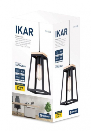 Pendul PLATINET IKAR P11610112 E27 METAL+WOOD BLACK 17X14X28[44022] [2]