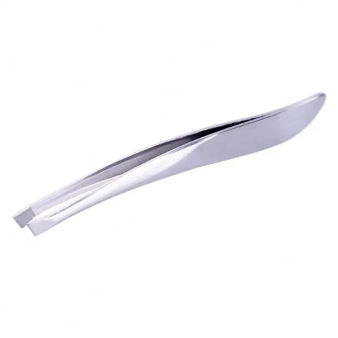 Pensete cosmetice - Penseta profesionala curbata, J44-V10 00004, pentru machiaj, lungime 90mm, argintie