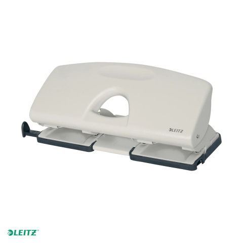 Tehnica de birou - Perforator metalic Leitz 5022, 4 perforatii, perforare 16 coli, pentru arhivare, gri