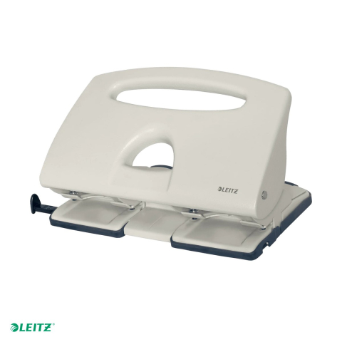 Tehnica de birou - Perforator metalic Leitz 5132, 4 perforatii, perforare 40 coli, pentru arhivare, gri